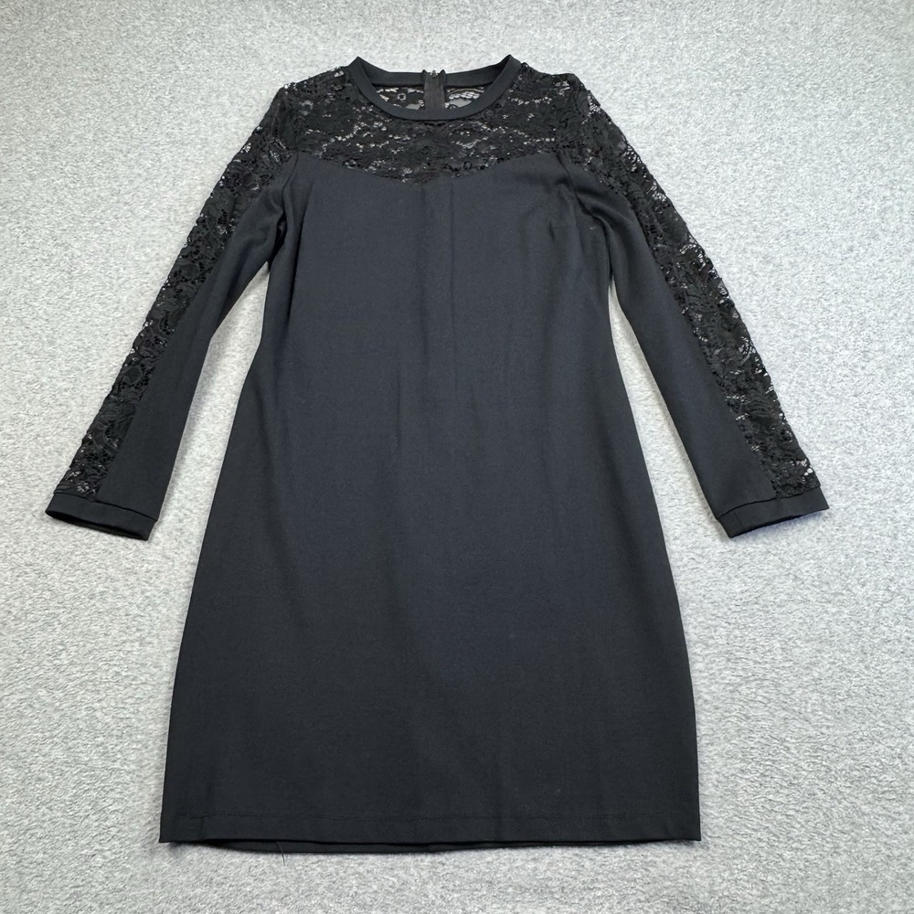 Rebecca B. Little‎ Black Sheath Dress Women's 14 Black Lace Bodice And Sleeves